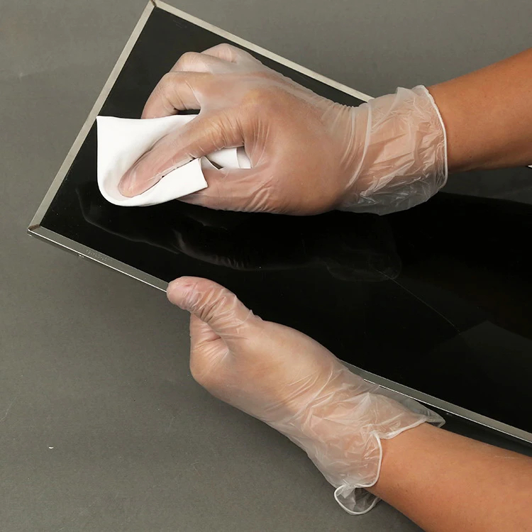 double bagged cleanroom packed beaded cuff 12inch powder free cleanroom vinyl pvc gloves class100 glove 3